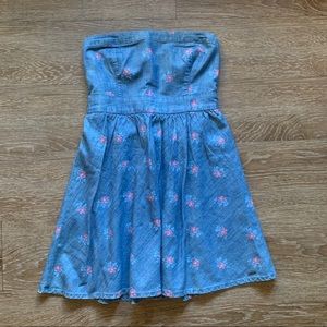 Strapless blue floral Hollister dress